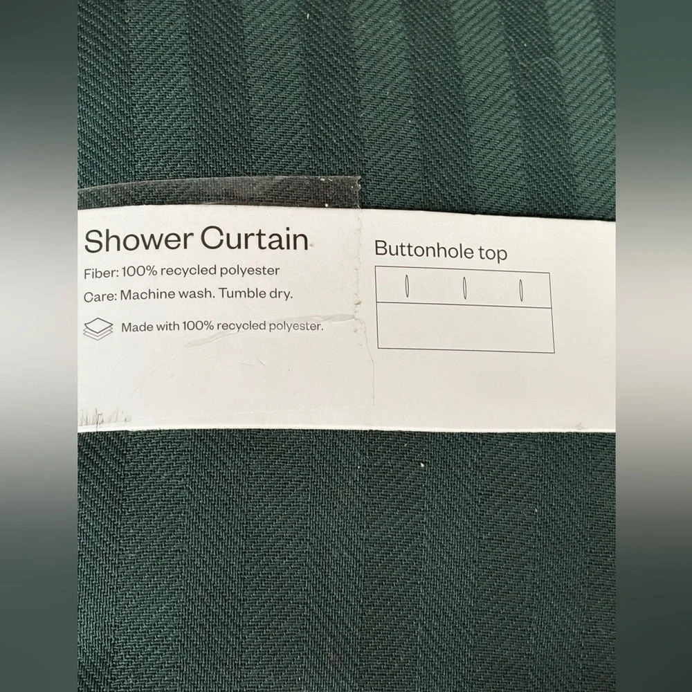 Room Essentials Deep Green Fabric Shower Curtain 72”x72”